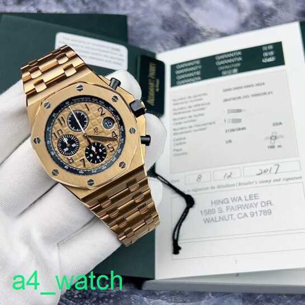 Grestest AP WRIST RELD ROYAL OAK OFFSHORE SERIE 26470or Gold Shell Gold Band Cronograph Mens Watch 18K Rose Gold Material 42 mm