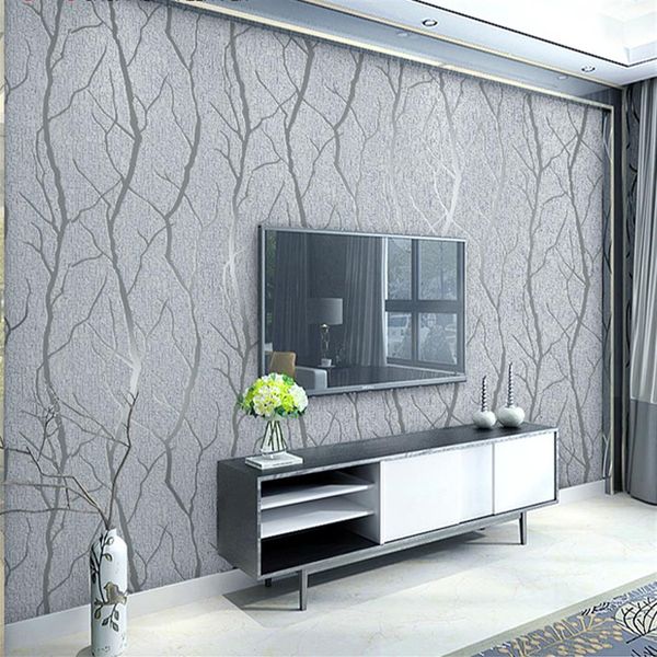 Gris 3d en relieve papel tapiz de terciopelo triturado dormitorio de lujo sala de estar decoración de pared papel de pared flocado Brown250v