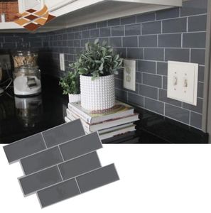 Grijze Baksteen Metro Tegel Schil en Stok Zelfklevende Muurtattoo Sticker DIY Keuken Badkamer Home Decor 3D6025219