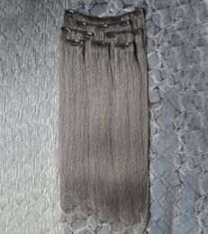 Clip gris en extensiones de cabello humano 100 clip recto peruano en extensiones de cabello humano real remy cabello 8pcs 100gset2188702
