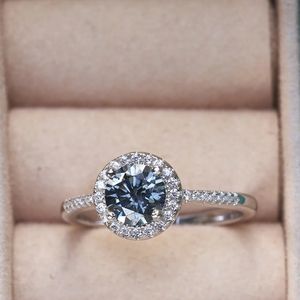 Color gris 1ct Ladies Ring Silver 925 Jewerly for Women Fashion Engagement Wedding Diamond Party Jewerlyrings 240313