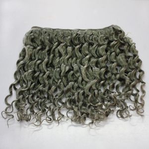 Couleur grise vague profonde cheveux humains brésiliens bouclés 300g 7A Extension de faisceaux de trame de cheveux gris bouclés brésiliens