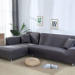Grijze kleur elastische bank bank cover loveseat cover sofa covers voor woonkamer sectionele slipcover fauteuil meubels 254y
