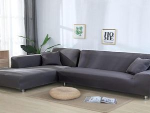 Color de color gris Couch Sofá Cover Cover Cover Covers para sala de estar Sectional Slip -Slippchair Muebles 8145106