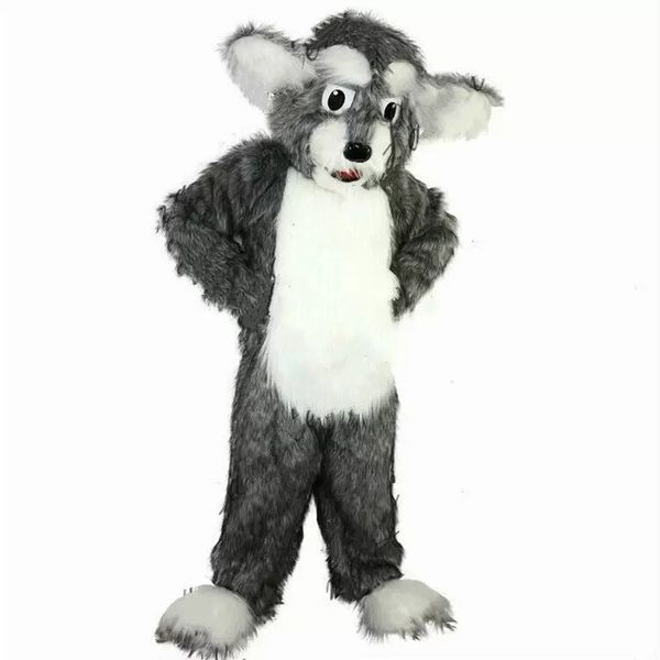 Grey Dog Husky Mascot Costume Personaje temático de dibujos animados Carnival Festival Disfraces Navidad Adultos Tamaño Fiesta de cumpleaños Traje al aire libre
