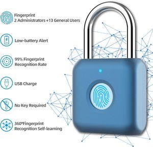 Serrures de porte grises, cadenas intelligent, télécommande électronique, cadenas étanche à empreintes digitales avec clé