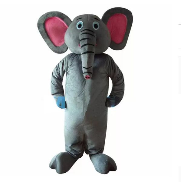 Disfraz de elefante gris/disfraz de mascota de elefante de ojo rosado ropa de dibujos animados fiesta de cumpleaños