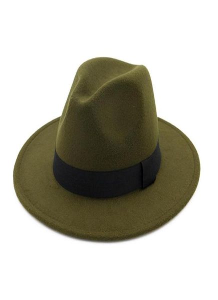 Chapeaux Fedora gris à large bord Panama Jazz feutre chapeau casquette en laine hommes femmes robe unisexe église chapeau fascinateur Trilby39199529234524