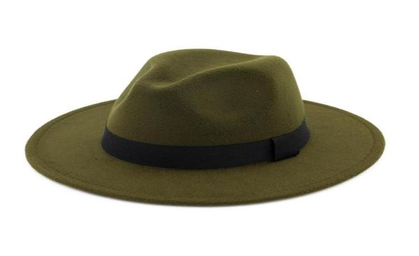 Chapeaux Fedora gris à large bord Panama Jazz feutre chapeau casquette en laine hommes femmes robe unisexe église chapeau fascinateur Trilby39199528987125