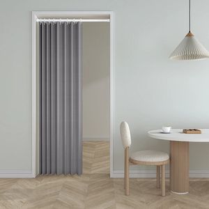 Gris fixe porte pliante cloison rideau ménage tissu chambre cabine d'essayage vent étanche isolation thermique blindage 240113