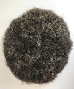 Cheveux gris complet Pu hommes toupet 1B20 crépus bouclés hommes perruque 810 pouces complet PU toupet Afro crépus bouclés vague hommes wig9162463