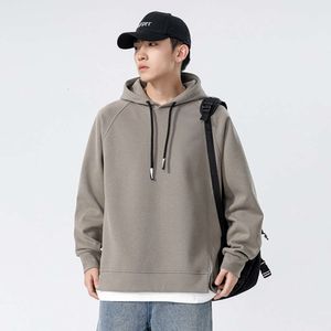 Grijze hoodie met capuchon voor heren lente en herfst 2024 nieuwe trendy merk losse American Design Sense top