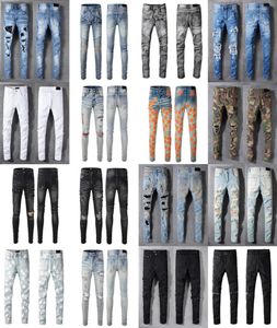 Grijze jeans voor heren Designer Skinny Fit Rip Skull Slim Biker Denim Distress Cult Rapper Street Hip Hop Curvy Lange rechte pijpen6943799