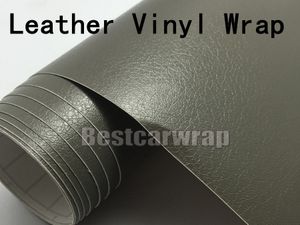 Autocollants de Film d'enveloppe de voiture en vinyle en cuir gris revêtement d'enveloppe de vinyle extérieur intérieur de voiture avec bulle d'air sans 1.52*30 m/Roll