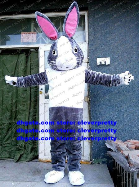 Disfraz de mascota de conejito de Pascua de piel larga gris, conejo, liebre, personaje de dibujos animados para adultos, Simposio Anual, guardería, zx599