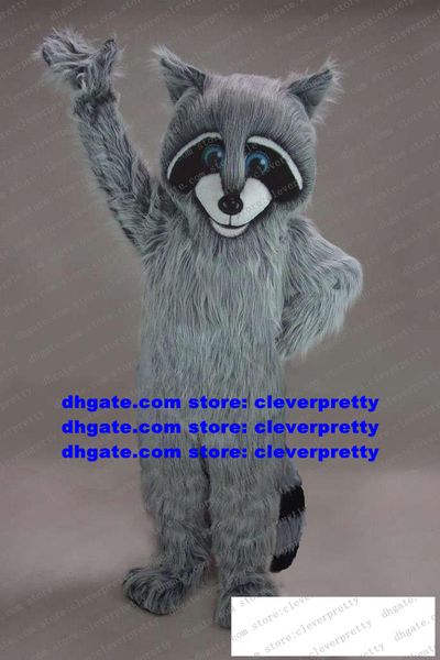 Costume de mascotte de fourrure longue grise raton laveur raton laveur Procyon Lotor personnage de dessin animé adulte campagne promotionnelle événement de cérémonie zx1553