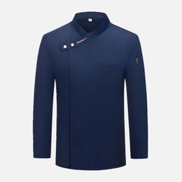 Grijze koks met lange mouwen el jas t -shirt uniform restaurant bakkerij ademende kookkleding 240412