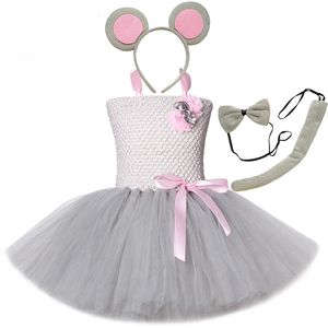 Grijze muis kostuums meisjes tutu jurk kinderen dieren kostuum kinderen Halloween -jurken voor meisjes babykleding voor verjaardagsfeestje 240429