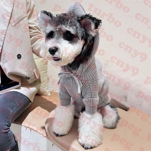 Pull à capuche gris pour animaux de compagnie, vêtements pour chiens, Logo de marque, t-shirt en tricot pour animaux de compagnie, mode Schnauzer, sweat-shirt 2679