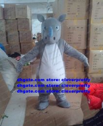 Costume de mascotte de rhinocéros gris Mascotte rhinocéros Costume de personnage de dessin animé adulte Costume de retour Banquet Expo Fair Motexha Spoga No.1973