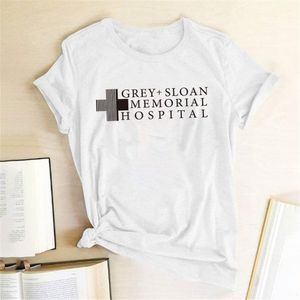 Camiseta gris Sloan Memorial Hospital, camisetas con estampado de letras, camiseta Harajuku Para Mujer, camisetas casuales Para Mujer, Ropa Para Mujer