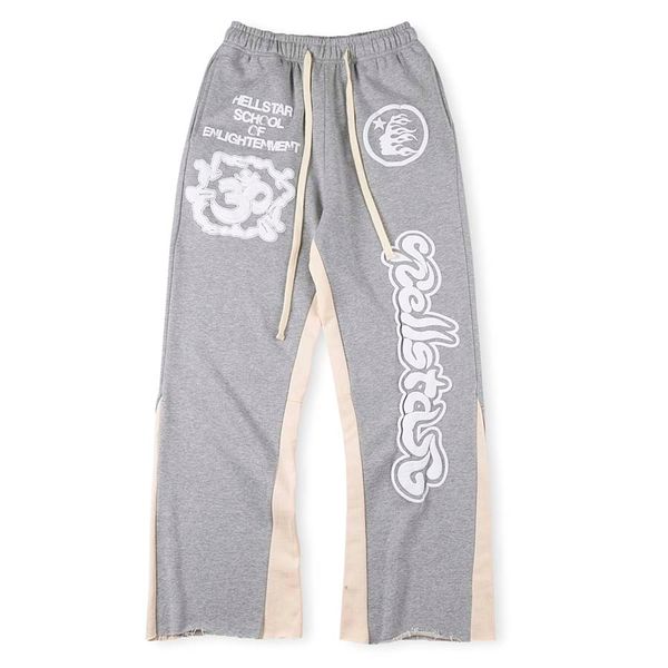 Pantalon de survêtement gris pantalon évasé Eur taille hommes femmes Hip Hop peint patchwork unisexe Joggers cordon Street Wear pantalon