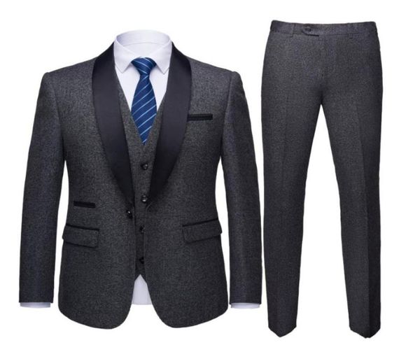 Abrigo gris hecho a medida para hombre, diseño de pantalón para hombre, trajes de boda azul marino, ropa Formal de negocios para oficina y graduación, Blazers5313873