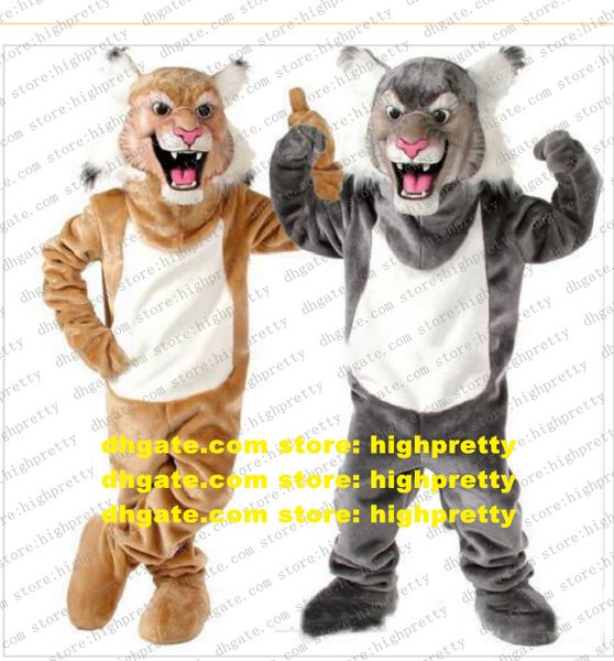 Grey Tan Wildcat Bobcat Mascot Costume Leopard Cat Lynx Catamount Lince Cosplays Cosplays Cosplays Costume Business Street ZZ7852