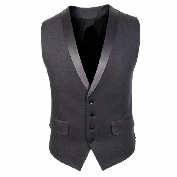 Chaleco de lana gris para hombre 2019 Chaleco de traje formal Chalecos de chaqueta de esmoquin de graduación Chaleco de novio personalizado Chaleco de boda Chalecos de vestir para hombre