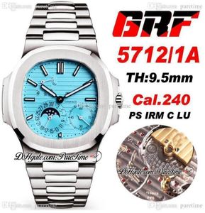 GRF Moon Fase Datum 57121A PP240 Automatische heren Work 40mm Limited Edition 9 Blue Texture Dial Roestvrij stalen armband SUP4459718