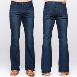 GRG Heren Slanke Boot Cut Jeans Classic Stretch Denim Lights Flare Deep Blue Fashion Broeken 211108