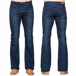 Grg Hommes Slim Boot Cut Jeans Classique Stretch Denim Légèrement Flare Bleu Profond Jeans Fi Stretch Pantalon e6Uf #