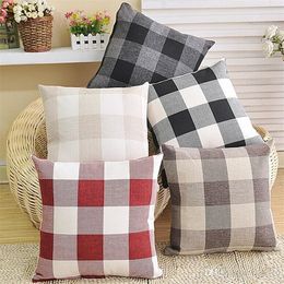 Grid Square Kussensloop Dubbelzijdig Linnen Lattice Kussenhoezen High-End Car Cushions Covers Sofa Kussensloop IA913