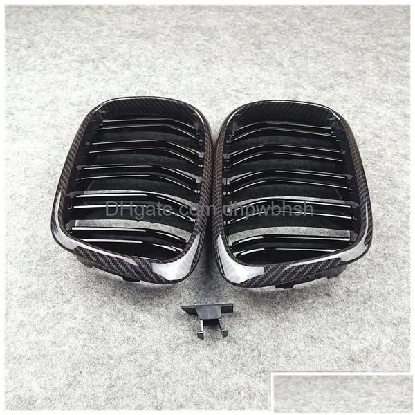 Grilles 1 paire 2 lattes voiture pour série 5 E39 aspect carbone calandre de course avant matériau ABS zz livraison directe mobiles motos P DH72V