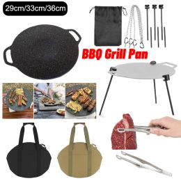 Grills 30/33/36 cm Nonstick BBQ Grill Pan Koreaanse barbecuebord Grill Vlees Pot Plancha Para Cocinar Outdoor Camping Kookpan