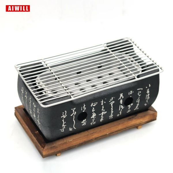 AIWILL Portable Barbecue Grill coréen alimentaire four à charbon Barbecue poêle à charbon de bois four de cuisson ménage extérieur réutilisable Grill boîte