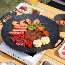 Grills leeseph coréen barbecue poêle grill rond plaque chauffante pour le gaz ouverte feu camping poêles extérieurs circulaires multiples tailles noires
