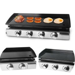 Grilles LPG BBQ Plancha en acier inoxydable 2/3/4 Brûères à gaz Grill Steak Frying Griddle Plancha Émail Plaque de cuisson en extérieur Teppanyaki 21072