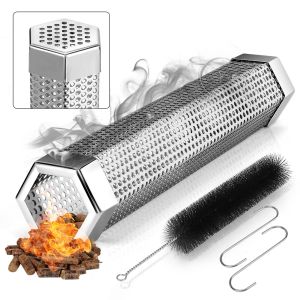 Grills pellet rokerbuis, 12 inch roestvrijstalen houtpellets rookgenerator voor warm of koud roken met BBQ -grill rokers