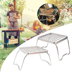 Grills draagbare BBQ Grill roestvrijstalen barbecueklok camping grill rooster vouwgas kachel standaard picknick kookrek