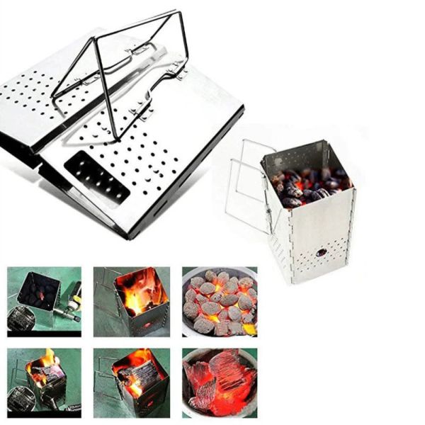 Grilles Portable Charcoal Starter en acier inoxydable Barbecue extérieure Fire de grill Starter Pliant Carbone Stove BBQ Grill chauffage de chauffage