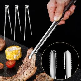 Grills Tongles de gril en acier inoxydable Ustensiles de cuisson pour la cuisine BBQ CAKING Silver Grill pinces