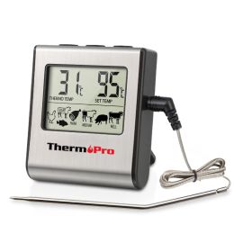 Grills ThermoPro TP16 Termómetro de carne de cocción de cocina digital LCD para la parrilla de horno de barbacoa con función de temporizador