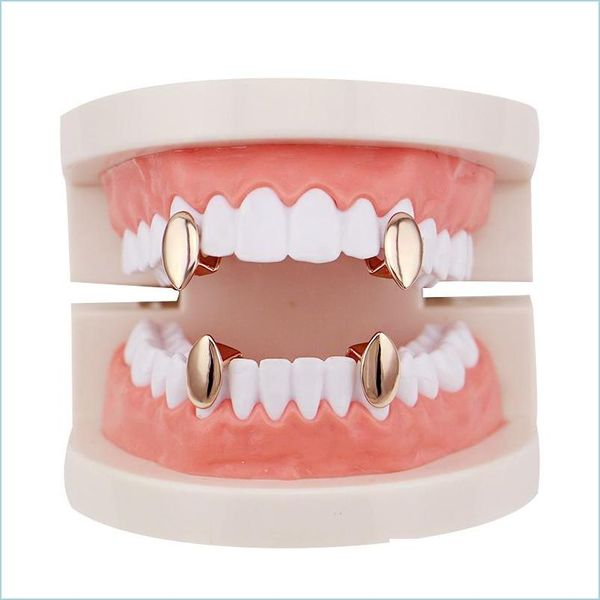 Grills En Gros Brillant Cuivre Dentaire Grillz Punk Vampire Canine Dents Bijoux Ensemble Hip Hop Femmes Hommes Or Pla Dhgarden Dhgso