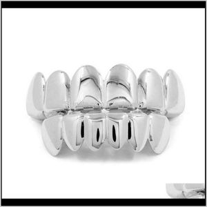 Grillz Bijoux de corps Bijoux Hip Hop Personnalité Fangs Sier Rose Grillz Or Faux Dents Ensembles Vampire Pour Femmes Hommes Grills Dentaires Drop Deliver