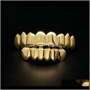 Grillz Dental Body Drop Delivery 2021 Mens Gold Grillz Set Mode Hip Hop Bijoux Haute Qualité Huit 8 Top Dent Six 6 Bas Dents Grill