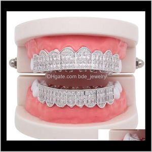 Grillz Dental Body Hip Hop Diamonds Sier Gold Hiphop Tands Grillz Strass Regestone Top Bodem Grills Bling Sieraden Geschenken Drop levering 2021 Xrlhr