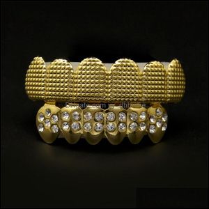 Grillz Dental Grills 18K Gouden Tanden Braces Punk Hip Hop Mticolor Diamant Custom Grillz Dental Mond Fang Grills Tooth Cap V YydhHome DHPX7