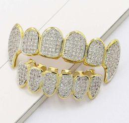 Grillz Dental Grills Personnalisation exclusive Moisanite dents Grillz Iced Out Hop Full Zircon Decraces décoratives Real Diamond Bling Tooth 98M