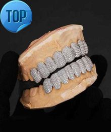 Grillz Dental Grills Exclusief maatwerk Moissanite Teeth Grillz iced out Hop 925 Silver decoratieve beugels Real Diamond Bling Tooth Grills For Men 1520787